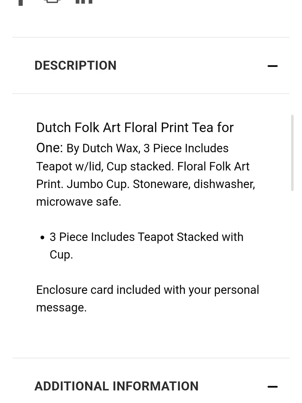 Dutch Wax Floral Ceramic Tea-for-One Set Multicolor Hand-Painted Flowers NEW